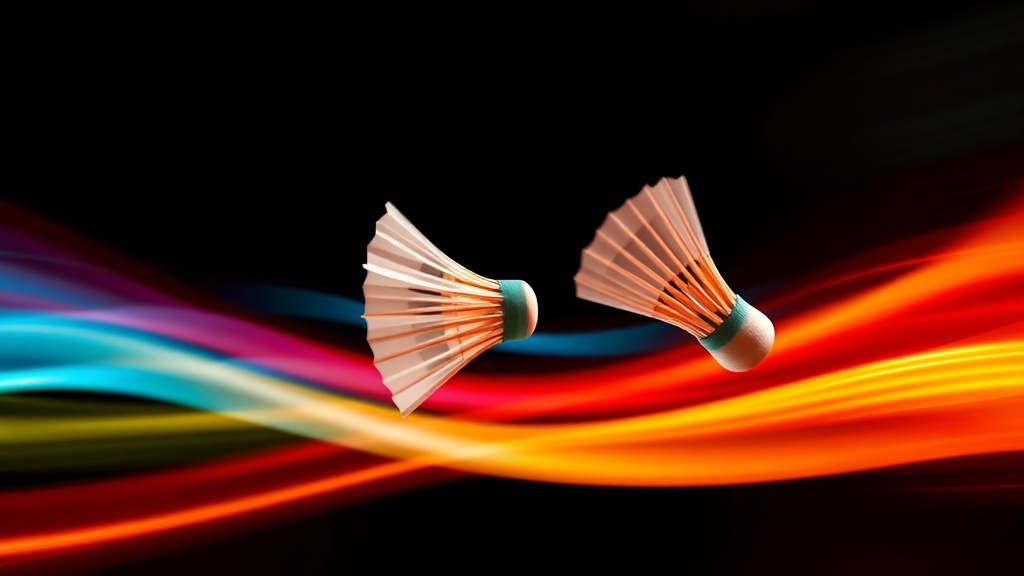 공중을 날아가는 셔틀콕의 회전과 비행 궤적을 표현한 이미지